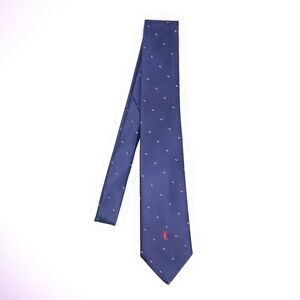 Yves Saint Laurent Men's Neck Tie Navy Blue Dot Pattern Designer Luxury Career